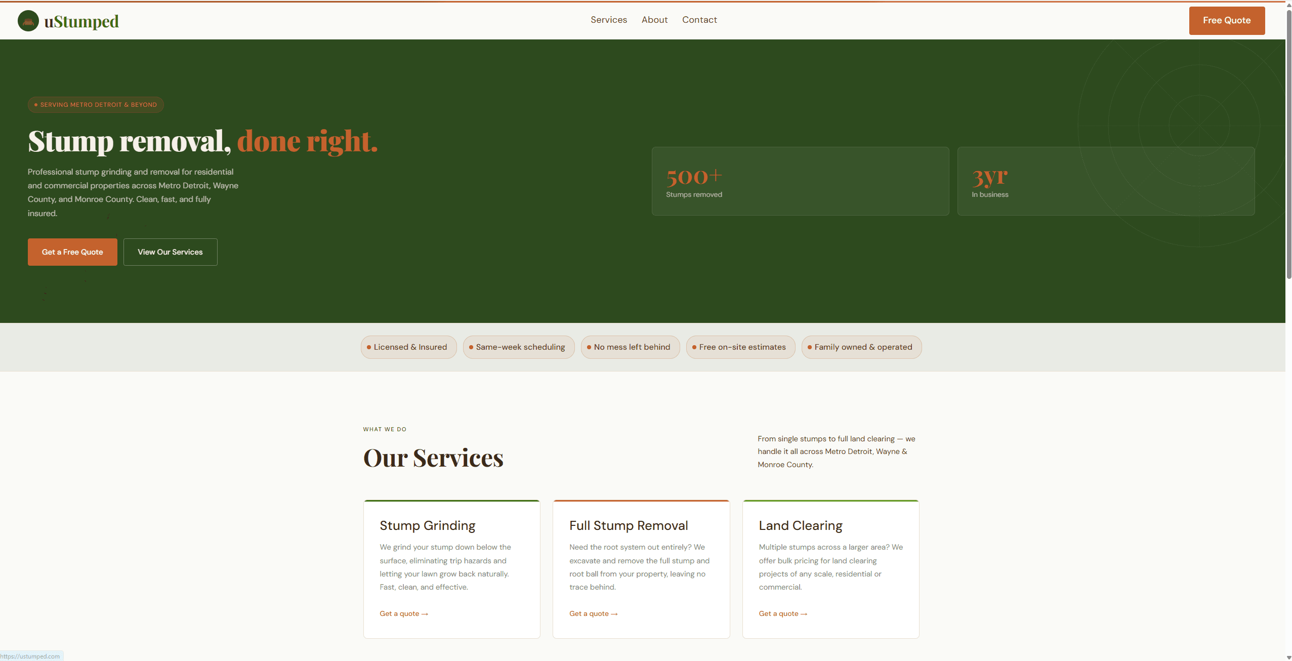 uStumped homepage hero section